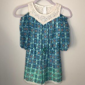 Speechless Romper, Blue/White, Girls Small